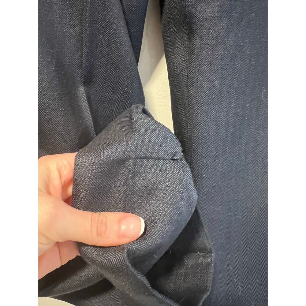 Oxxford Men's Pleated Dress Pants Navy Blue Herringbone Size 36 JP - Picture 8 of 11